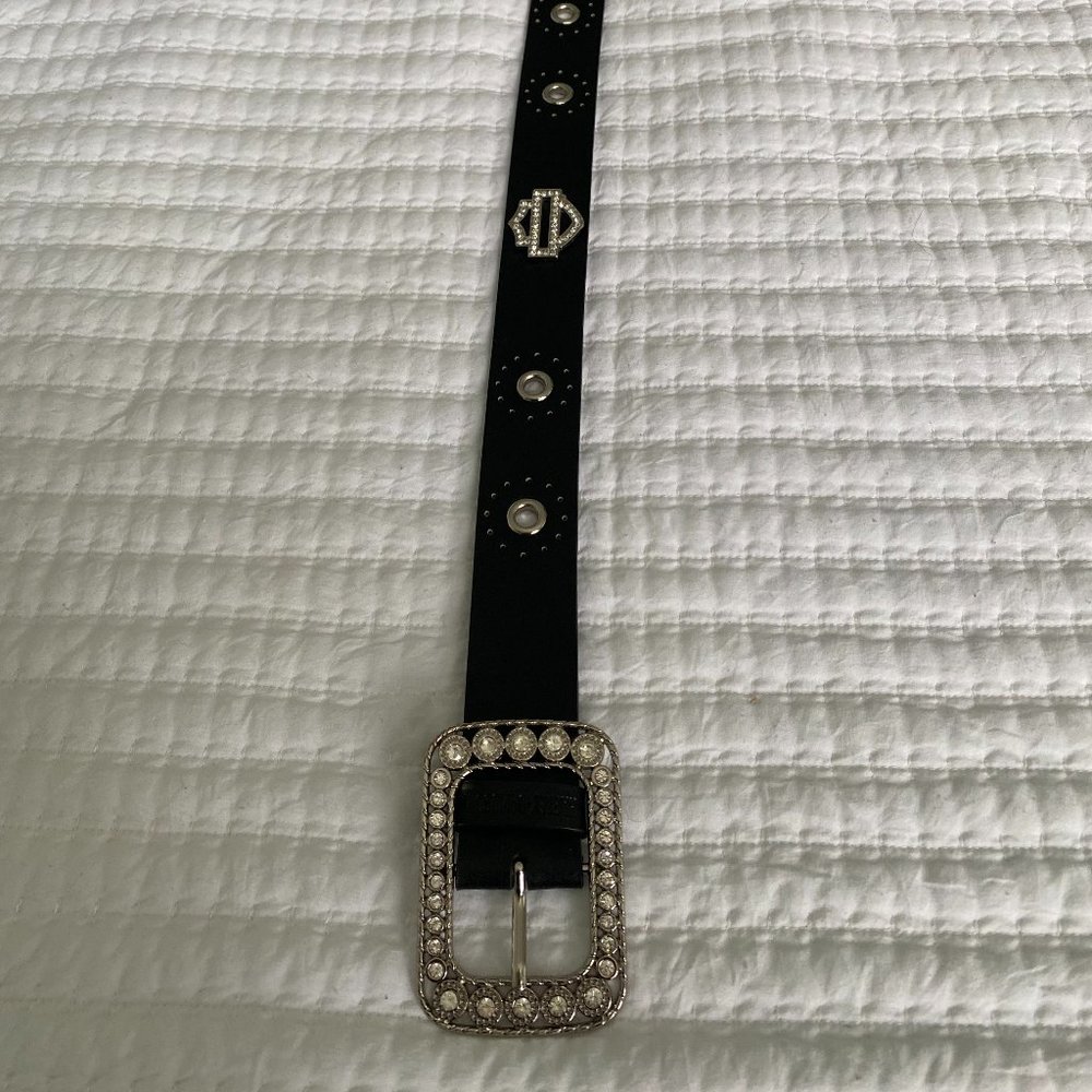 Harley-Davidson light up the night leather belt with crystal buckle size XL